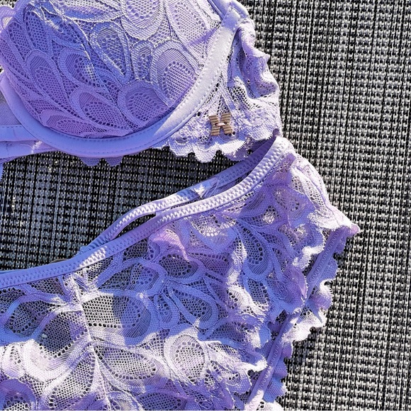Savage Not Sorry Lace Balconette Bra and Cheeky Panty Lilac Size Small EUC - Picture 5 of 11